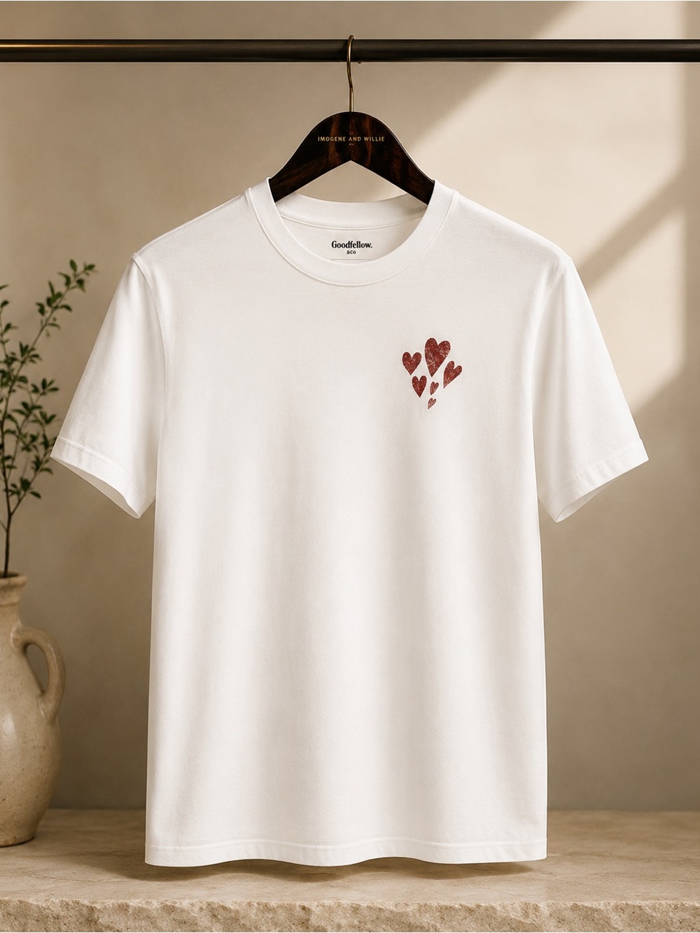 Goodfellow & Co Heart Graphic T-Shirt Off White Red Hearts Unisex Medium